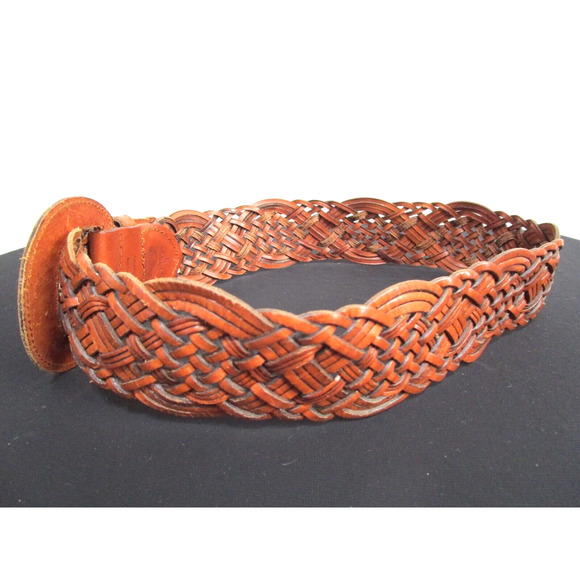Fossil Brown Braided Leather Wide Women's Belt Size S, 25"-29" - Picture 4 of 8